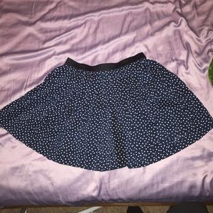 Navy Blue White Polka Dot Skater Skirt